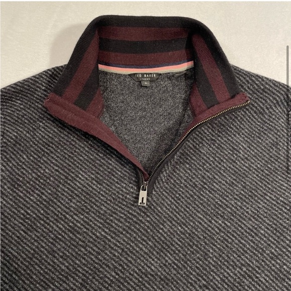 Ted Baker London Mens 1/4 Zip Wool Blend Sweater Size 6 In Ted We Trust - Picture 3 of 10